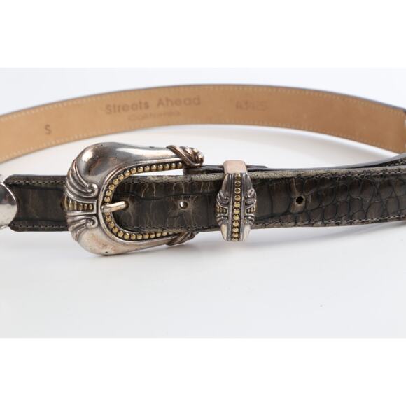 Vintage Streets Ahead Croco Print Leather Skinny Belt Western Buckle Size S - Picture 4 of 11